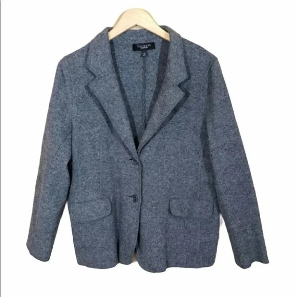 Talbots 16‎ plus-size grey boiled wool 2 button blazer/jacket Old money Preppy - Picture 1 of 5